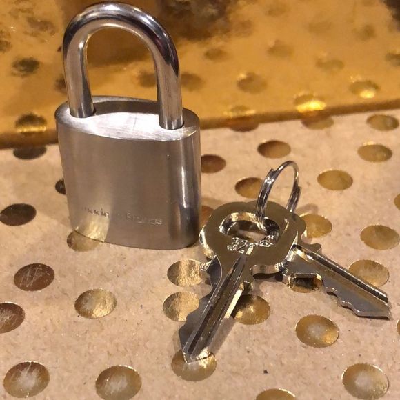 LOUIS VUITTON Silver Lock & 2 Keys Brushed Palladium Made In France NIB #321 - Picture 9 of 13